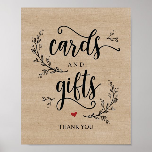 Carte de mariage et cadeaux Rustic Vines Poster (Devant)