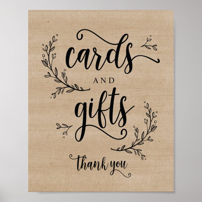 Carte de mariage et cadeaux Rustic Vines Poster (Devant)