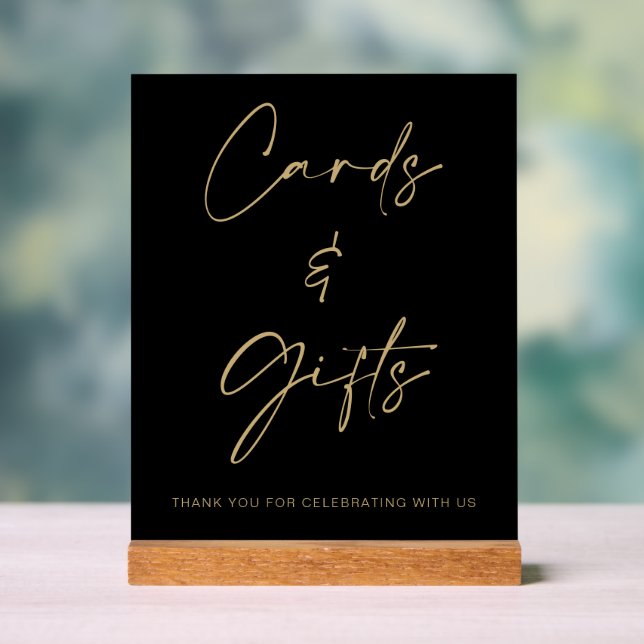 Carte de mariage et tableau de cadeaux en or noir (Neutre)