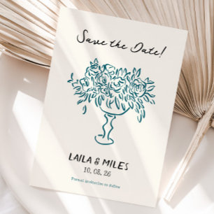 Carte de mariage fantaisiste fleurs pour annoncer 