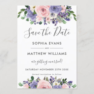 Carte de mariage Fleurs de Lavande Rose à personna