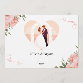 Carte de mariage "Fleurs roses" pour annoncer la d