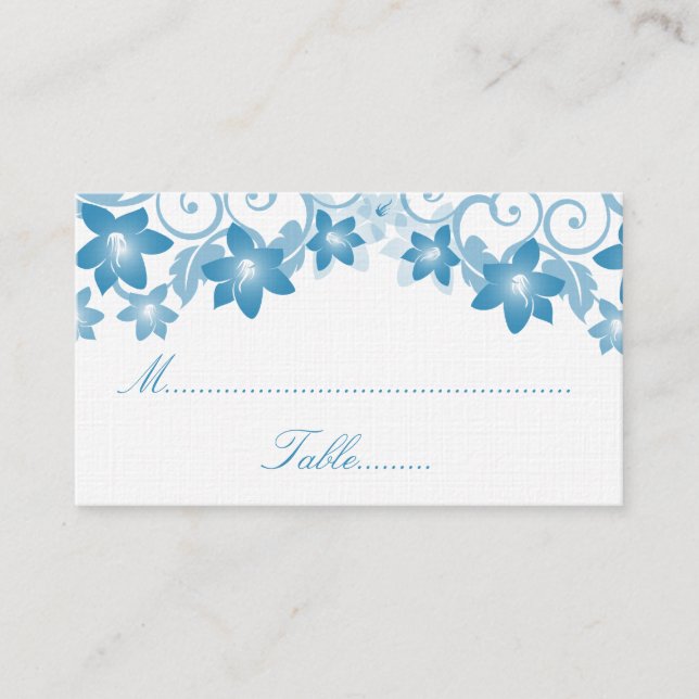 Carte de Mariage Floral Bleu Simple (Devant)