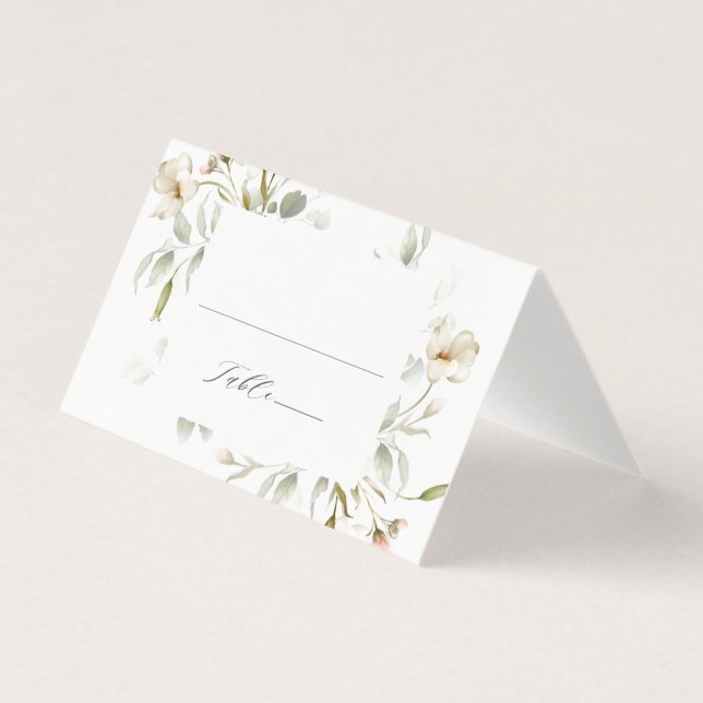 Carte de Mariage floral élégante Blanc Sage Blush (Front)