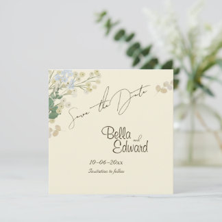 Carte de mariage florale douce 'Save The Date'
