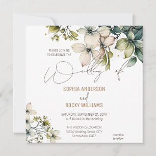 Carte de mariage florale Élégante Bohème aux fleur
