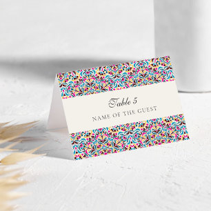 Carte de mariage florale fantaisiste bleu magenta