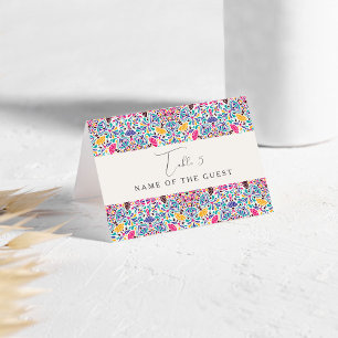 Carte de mariage florale fantaisiste bleu magenta