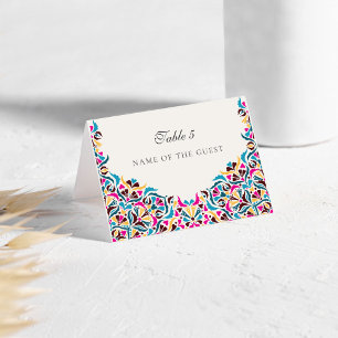 Carte de mariage florale fantaisiste bleu magenta