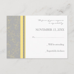 Carte de mariage florale grise du citron RSVP