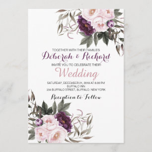 Carte de Mariage florale Russe Propre Purple Peony