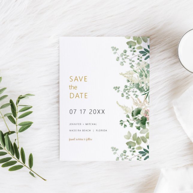 Carte de mariage 'Forest Greenery' pour annoncer l (Créateur téléchargé)