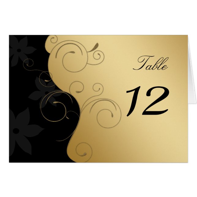 Carte de Mariage Gold-Black de luxe (Devant horizontal)