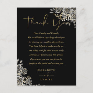 Carte de Mariage gothique Floral Rose Merci