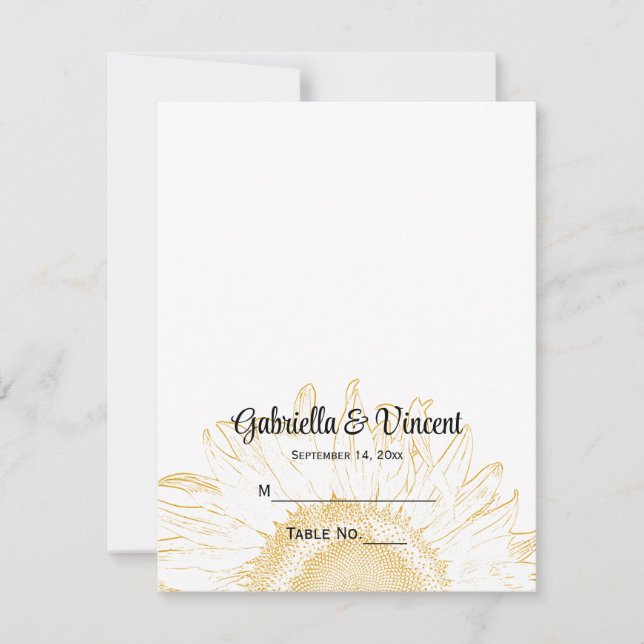 Carte de Mariage graphique de tournesol jaune (Devant)