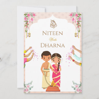 Carte de mariage indien traditionnel Couple Toon m