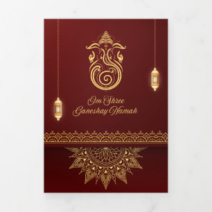 Carte de mariage indien traditionnel plié en 4 p