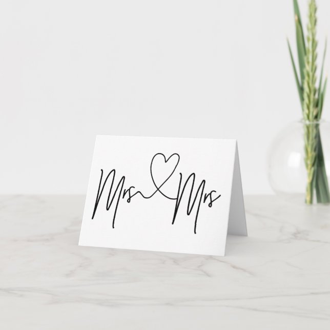 Carte de Mariage lesbienne Mme et Mme Wedding (Devant)