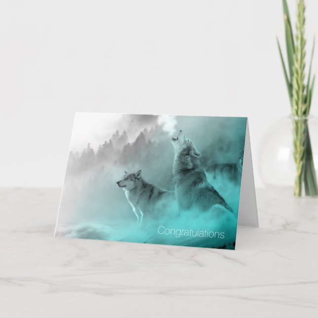 Carte de mariage Loups Âme Sœur (Devant)
