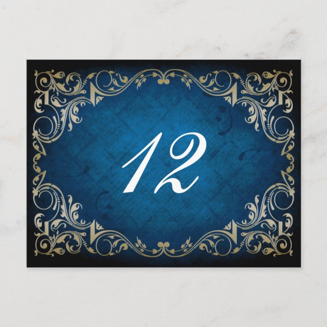carte de mariage "marine blue" rustique (Devant)
