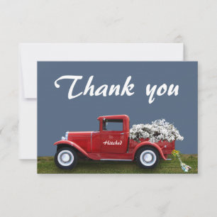 Carte de mariage Merci de camion rouge haché