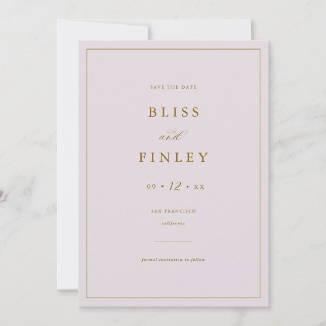Carte de mariage minimale BLISS Save The Date (Devant)