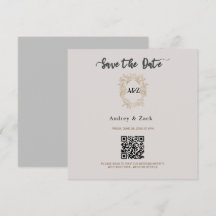 Carte de mariage minimaliste beige à scanner QR