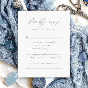 Carte de mariage minimaliste bleu poussiéreux RSVP