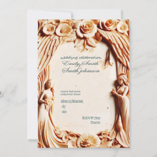 carte de mariage moderne à texture de bois ubique