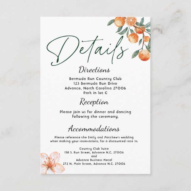 Carte de Mariage moderne à thème Citrus (Devant)