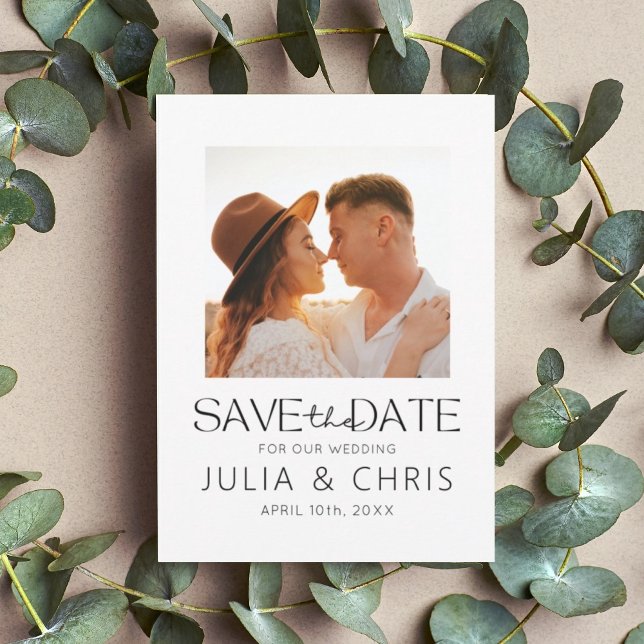 Carte de mariage moderne avec photo "Save the Date (Créateur téléchargé)