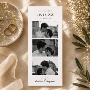Carte de mariage moderne avec photomaton pour anno