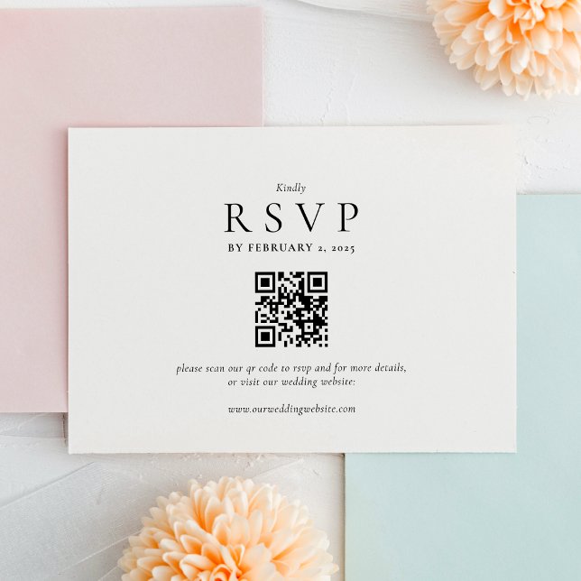 Carte de mariage moderne avec QR code propre (Créateur téléchargé)