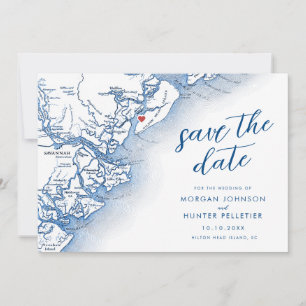 Carte de mariage moderne de l'île Hilton Head SC