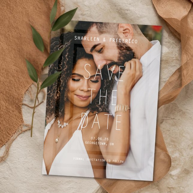 Carte de mariage moderne "Save The Date" avec deux (Contemporary Photo Wedding Save The Date)