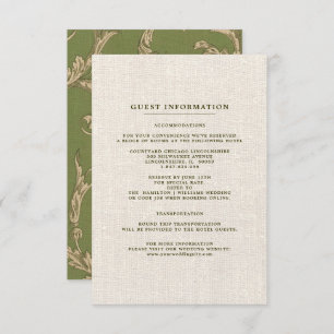 Carte de Mariage Motif Vintage beige vert