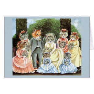 Carte de mariage nuptiale de partie de chat