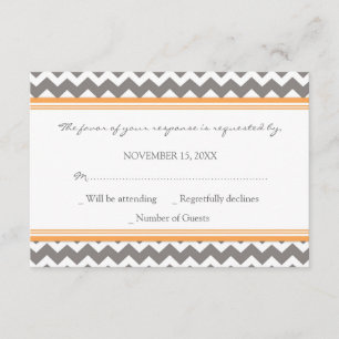 Carte de mariage orange grise de Chevron RSVP