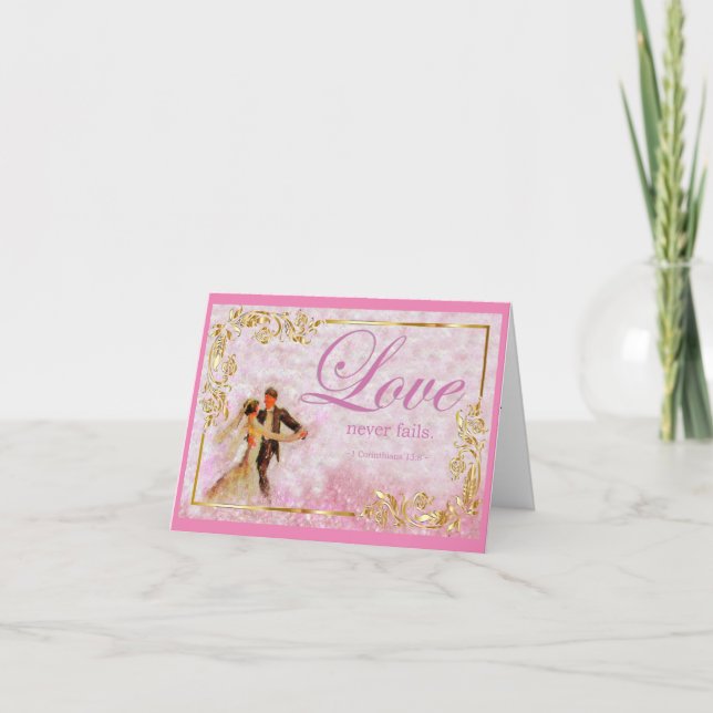 Carte de Mariage ou d'anniversaire Love Never Fail (Devant)