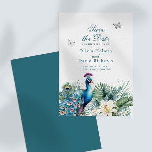 Carte de mariage "Paon Tropical Turquoise" pour an