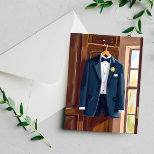 Carte de mariage peinte du smoking des garçons d'h