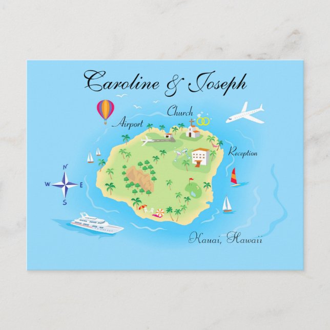Carte de mariage personnalisée - Illustré (Devant)