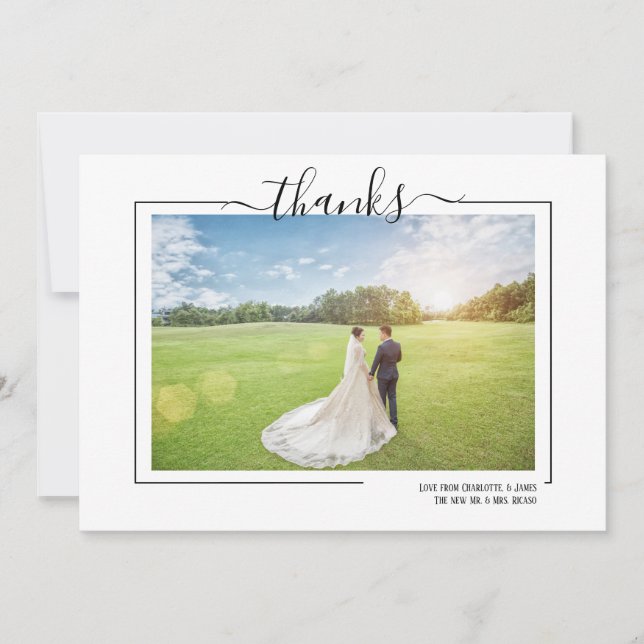 Carte de Mariage personnalisée Photo de la typogra (Devant)