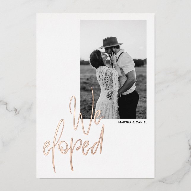 Carte de mariage photo calligraphie moderne sous f (Recto)