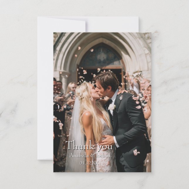 Carte de Mariage photo personnalisée Merci (Devant)