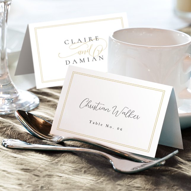 Carte de Mariage pliable simple Elegance Script (Simple Elegance Script Wedding Foldable Place Card)