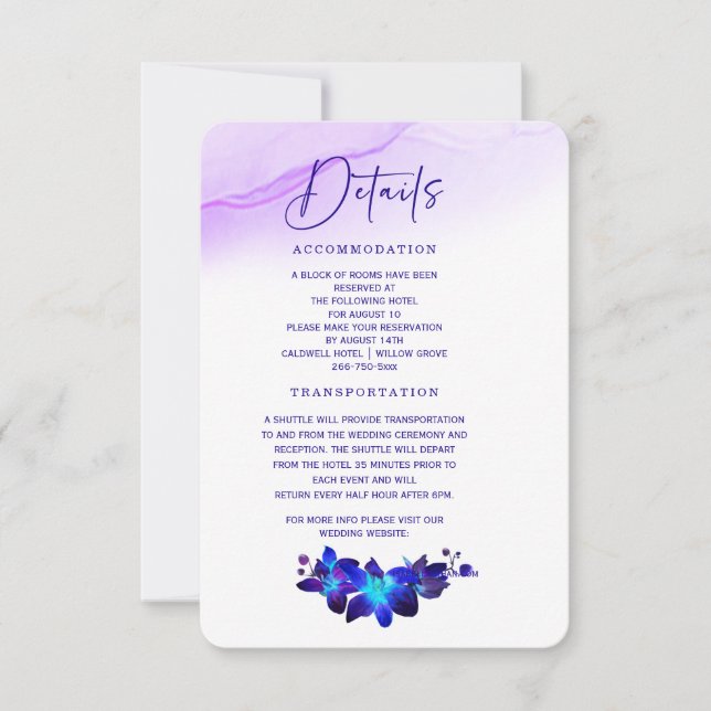 Carte de Mariage pourpre Turquoise Orchid (Devant)