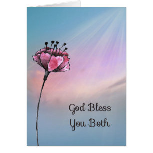 Carte de Mariage religieux avec fleurs