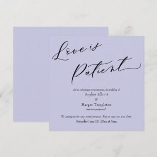 Carte de mariage reporté à la lavande patiente d'a