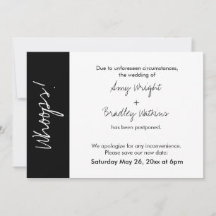 Carte de mariage reporté Black White Block Whoops!